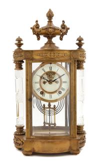 A French Gilt Bronze and Cut Glass Regulator Clock Height 17 1/2 x width 8 x depth 5 inches. — LATE 19TH/EARLY 20TH CENTURY