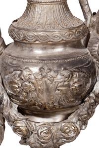 A Large Neoclassical Silvered Metal Ewer
