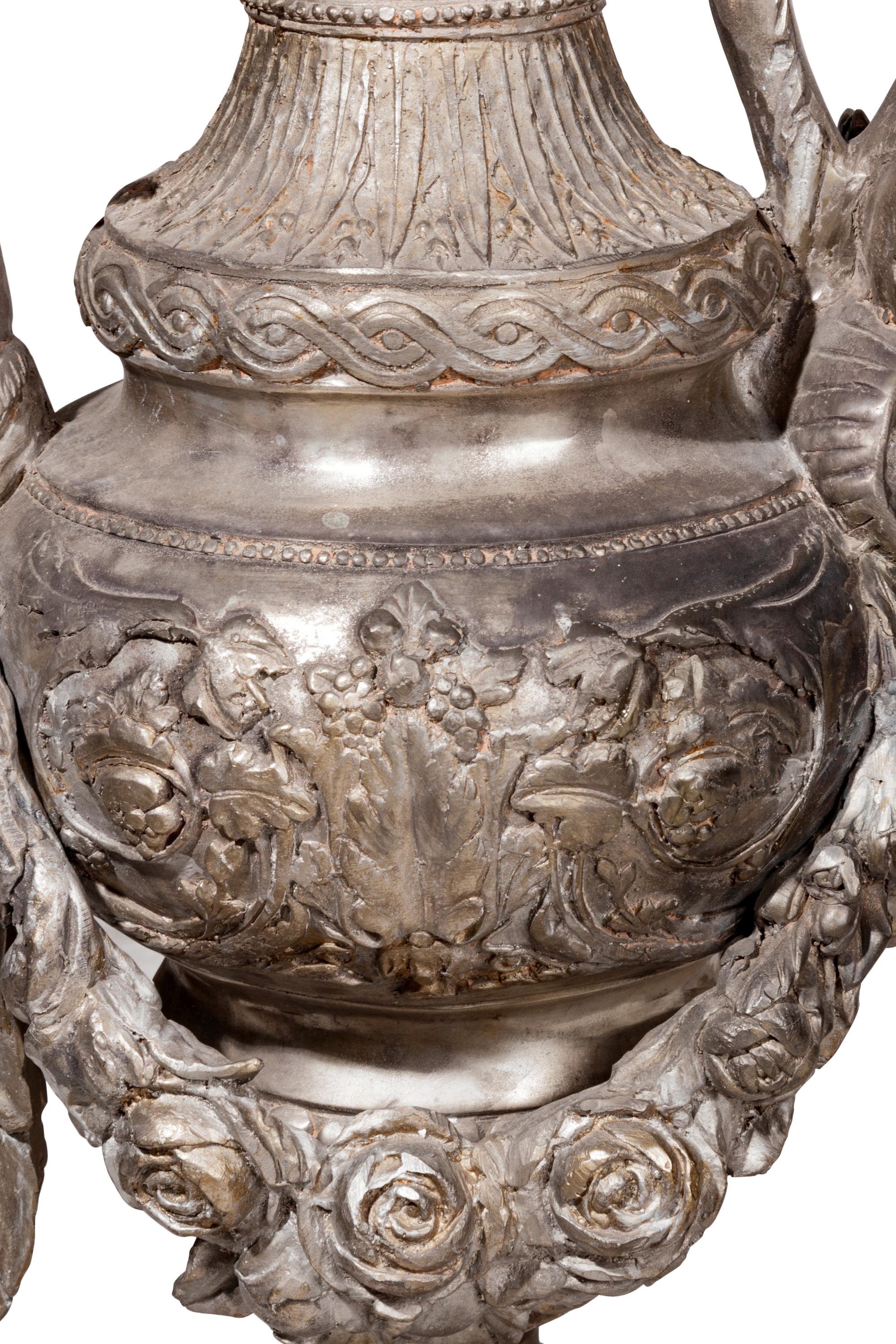 A Large Neoclassical Silvered Metal Ewer
