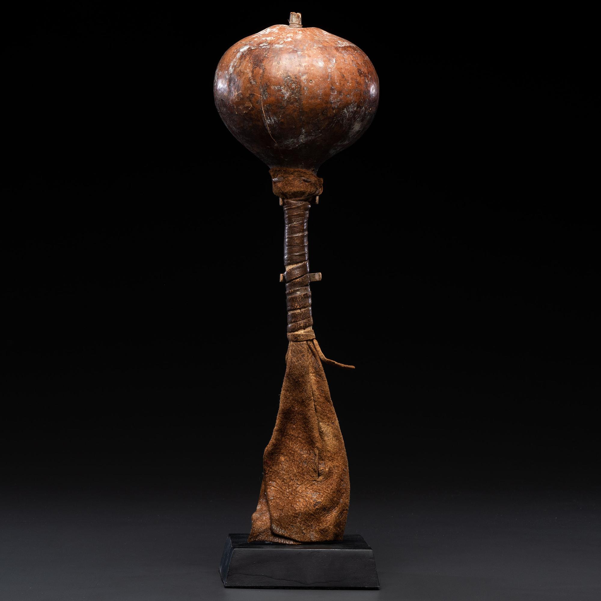 Southwestern Gourd Rattle with Buffalo Hide, From the Collection of Dick Jemison, Alabama