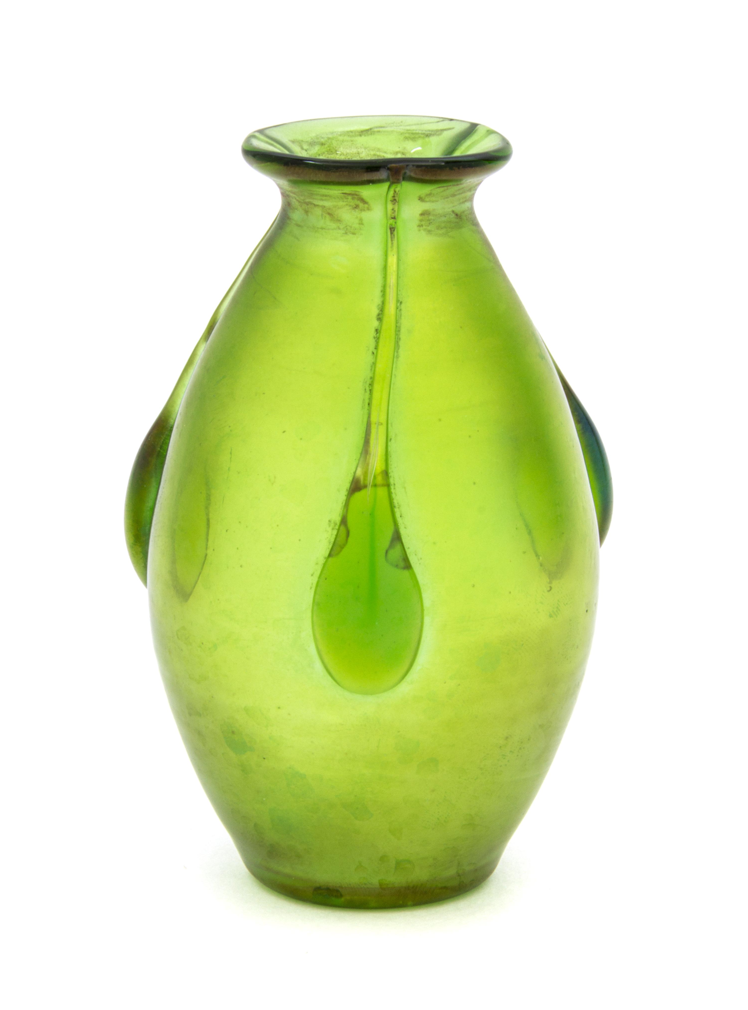 An Iridescent Glass Vase, likely Austrian Height 4 inches.