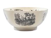 A Liverpool Transfer-Printed Creamware Punch Bowl with George Washington and Benjamin Franklin