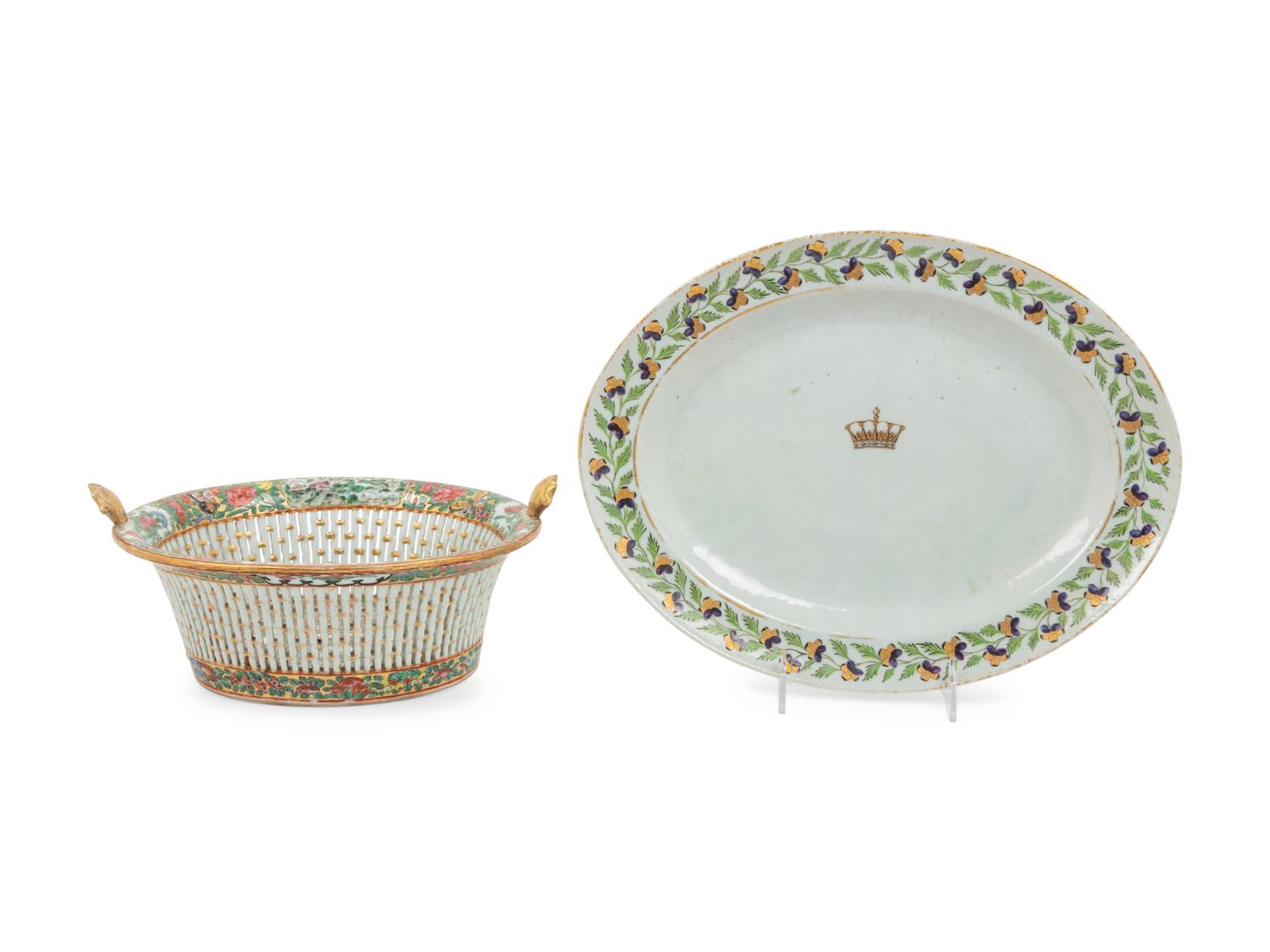 A Chinese Export Famille Verte Reticulated Basket