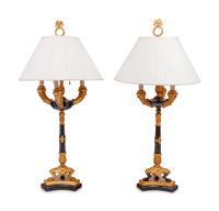 A Pair of Louis Philippe Style Gilt and Patinated Bronze Candelabra Mounted as Lamps
