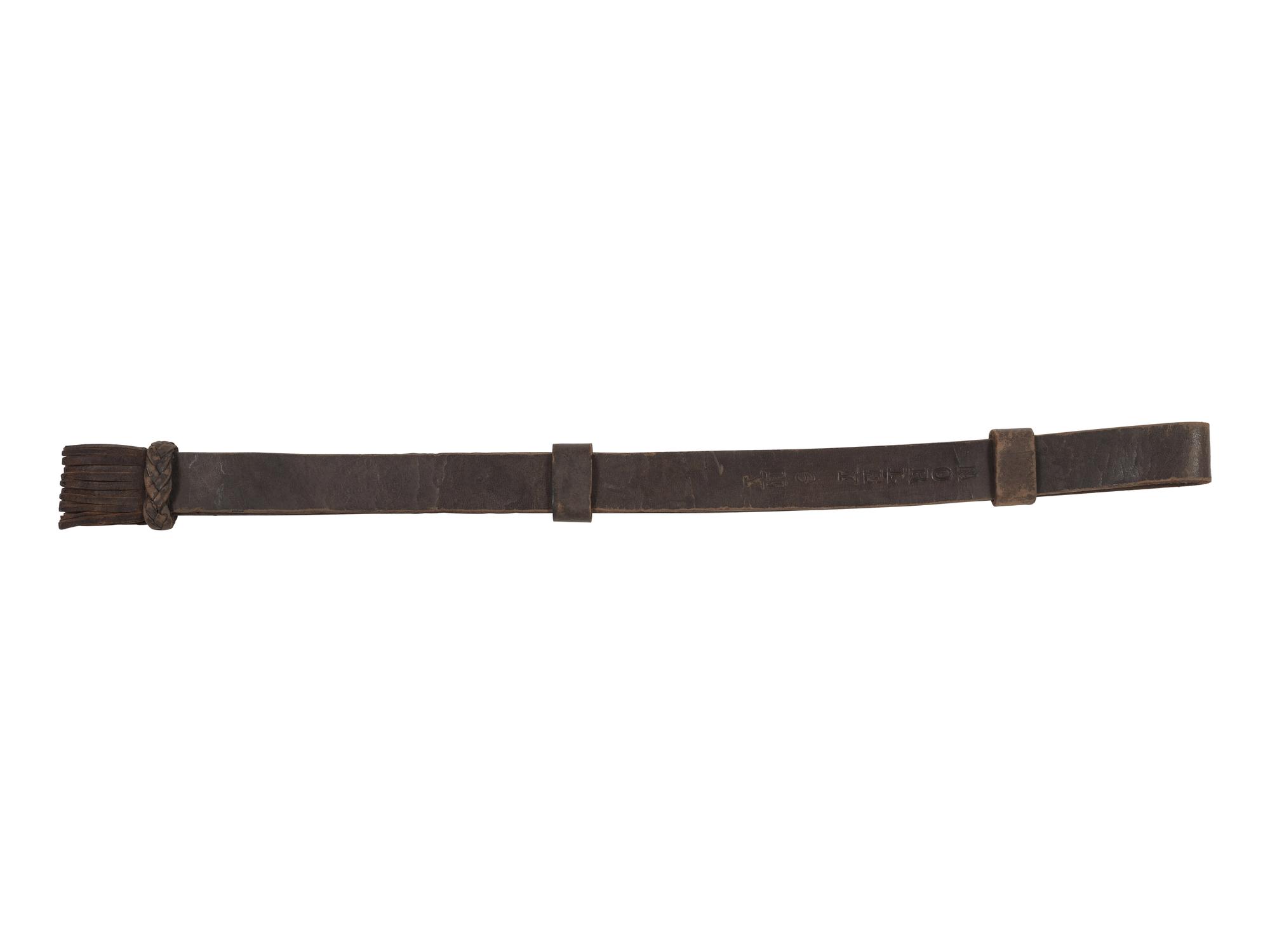[CIVIL WAR]. Leather sword knot identified to John O. Morley, Company C, 6th New York Cavalry, DOW at Middletown Heights following Antietam.