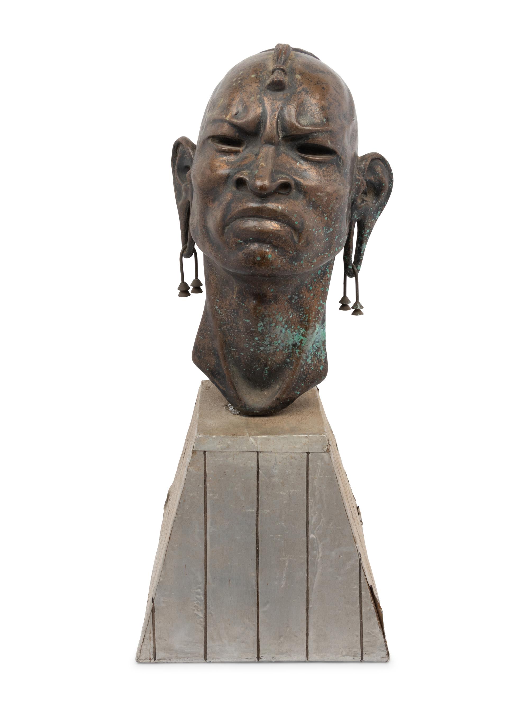 An African Cast Metal Bust