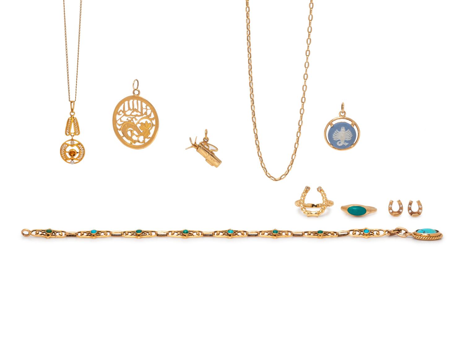 A Collection Yellow Gold Jewelry,