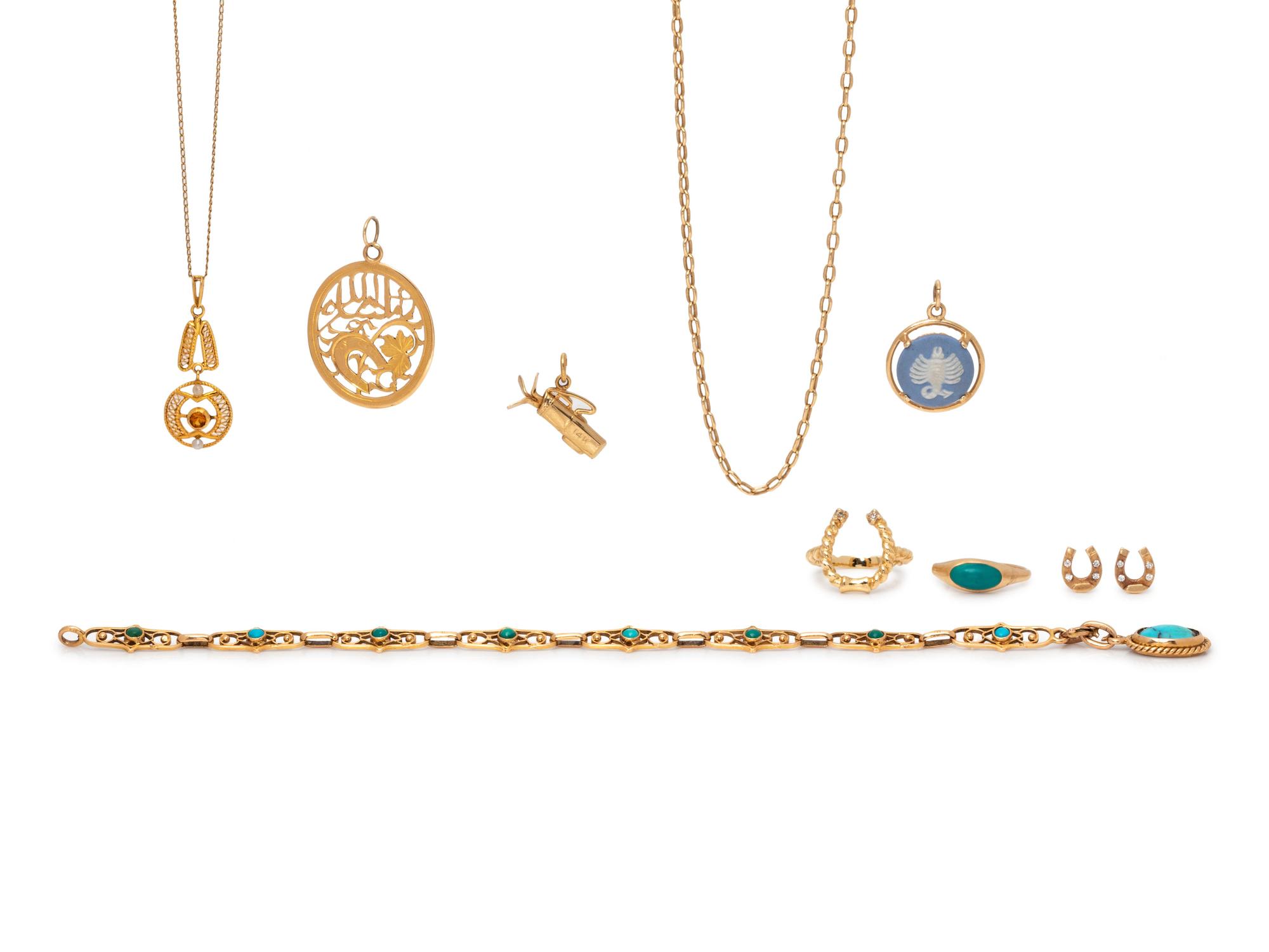 A Collection Yellow Gold Jewelry,