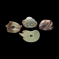 Four Chinese Celadon Jade Carvings, Late 20th Century 近代 玉把件四枚