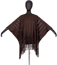 Yves Saint Laurent, Brown Fringed Silk Poncho