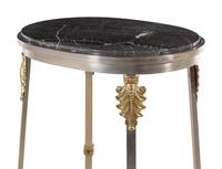 A French Steel and Brass Marble-Top Table in the Style of Maison Jansen