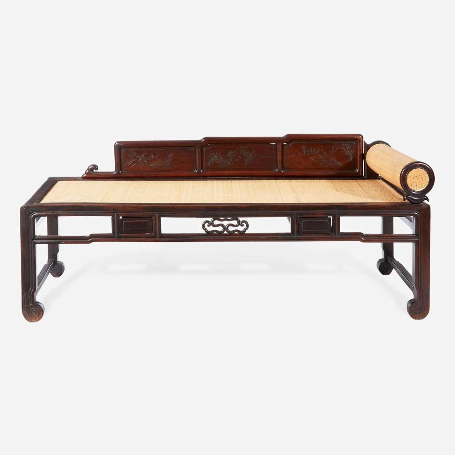 A Chinese carved hardwood day bed 硬木沙发床一张
