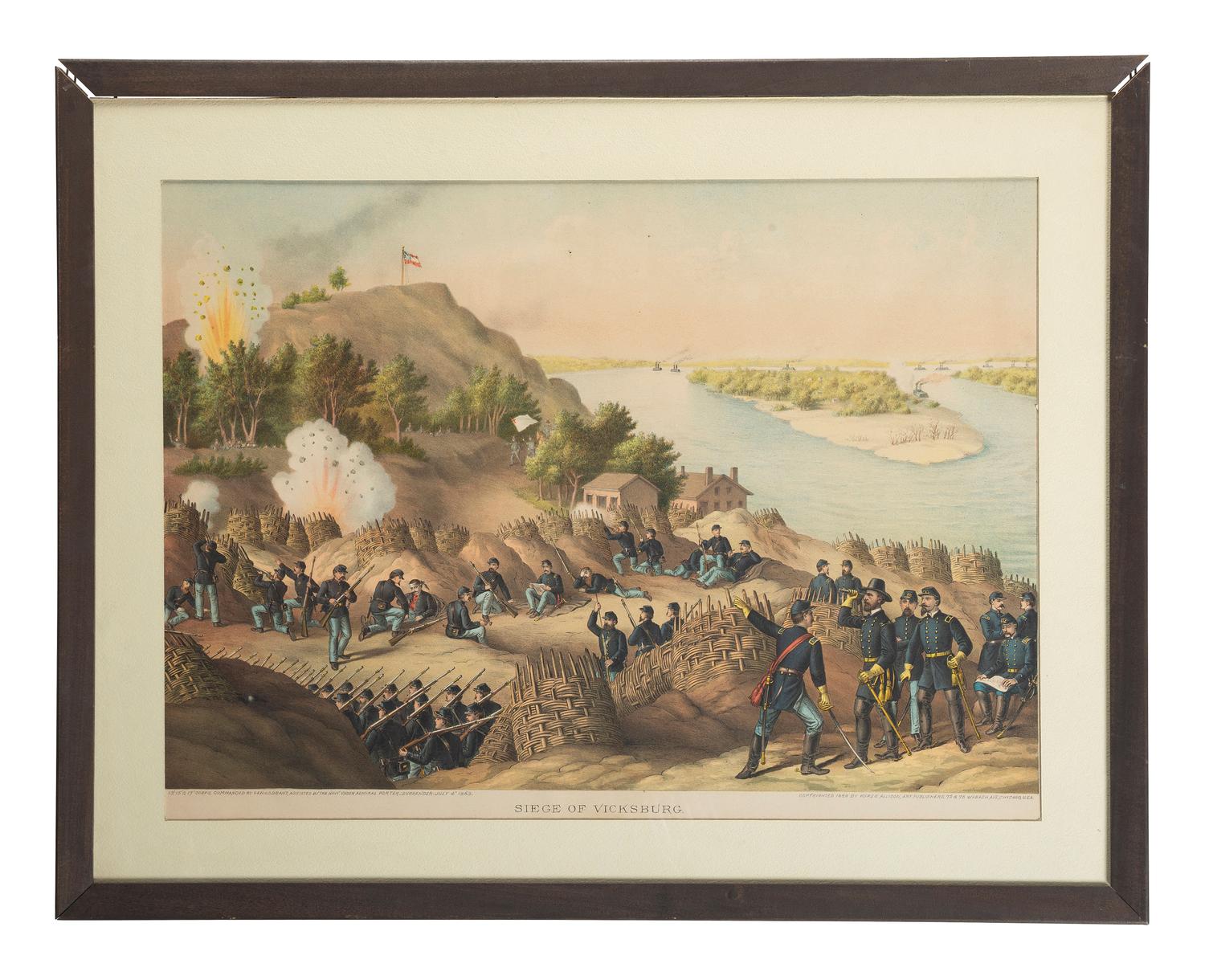 [CIVIL WAR]. KURZ & ALLISON, printers. A group of 2 Civil War prints, incl. Battles of Nashville and Vicksburg.