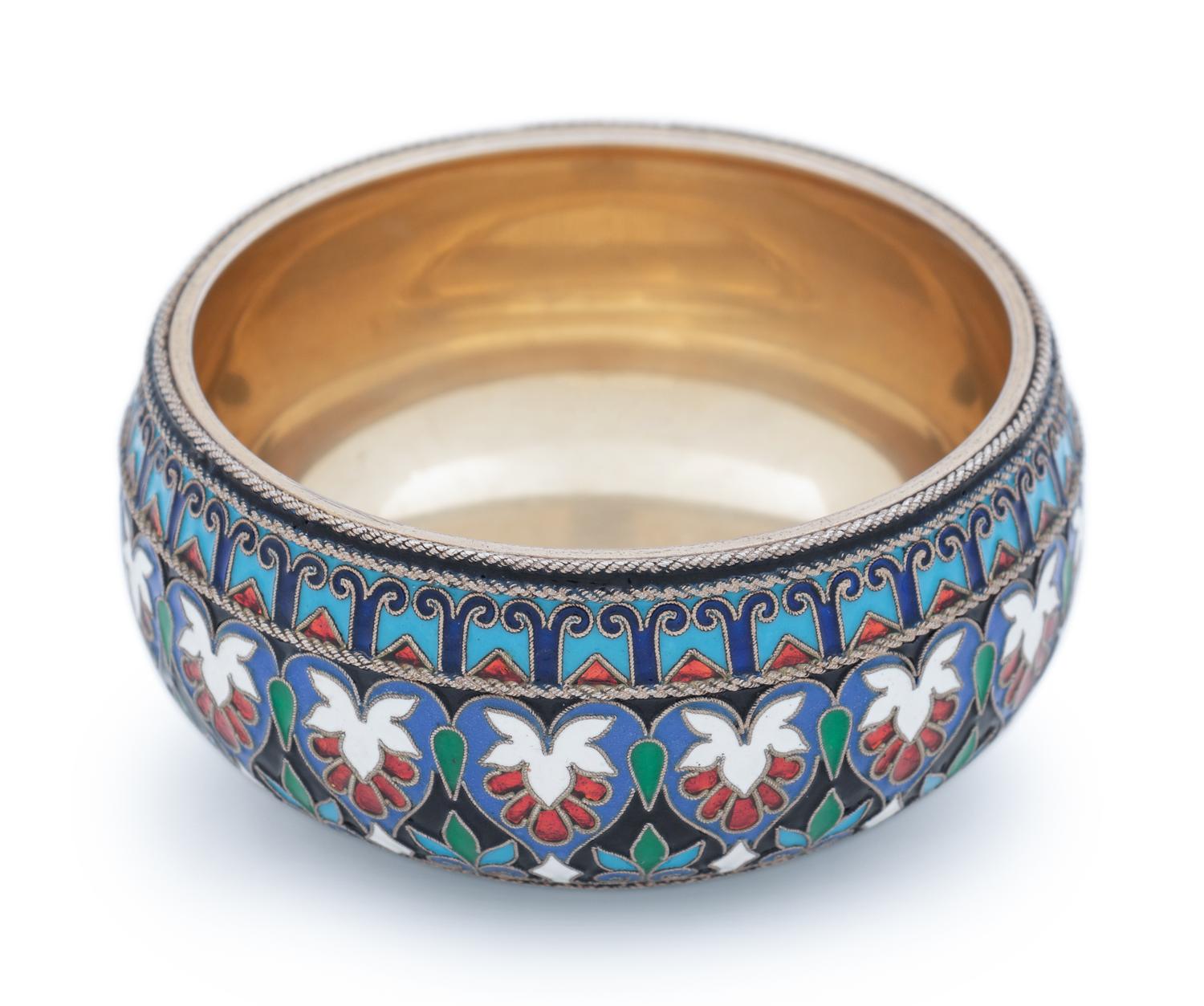 A Russian Silver and Enameled Master Salt