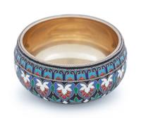 A Russian Silver and Enameled Master Salt