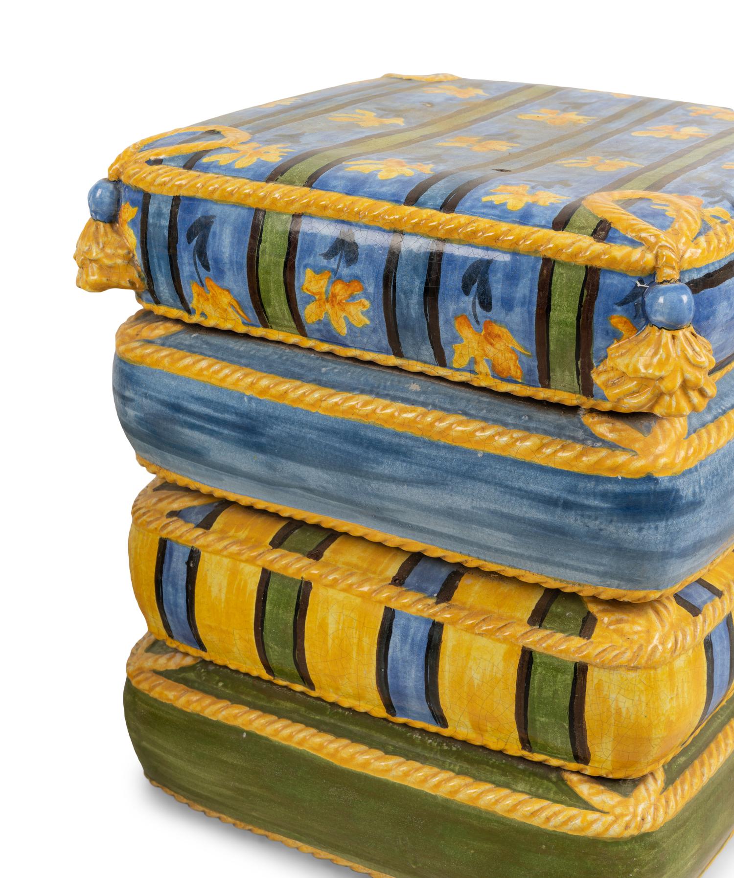 A Pair of Italian Ceramic Garden Stools