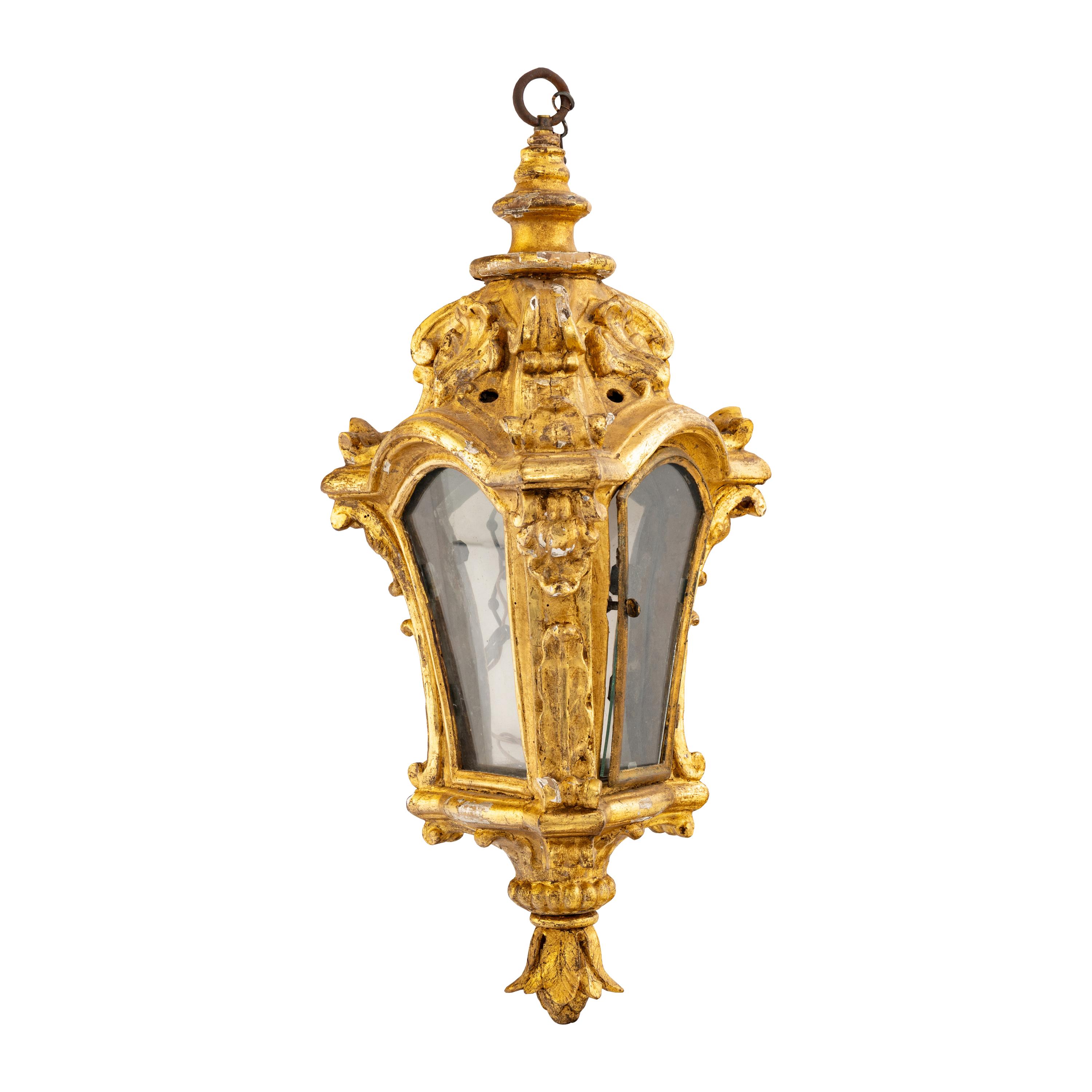 A Louis XV Carved Giltwood Lantern