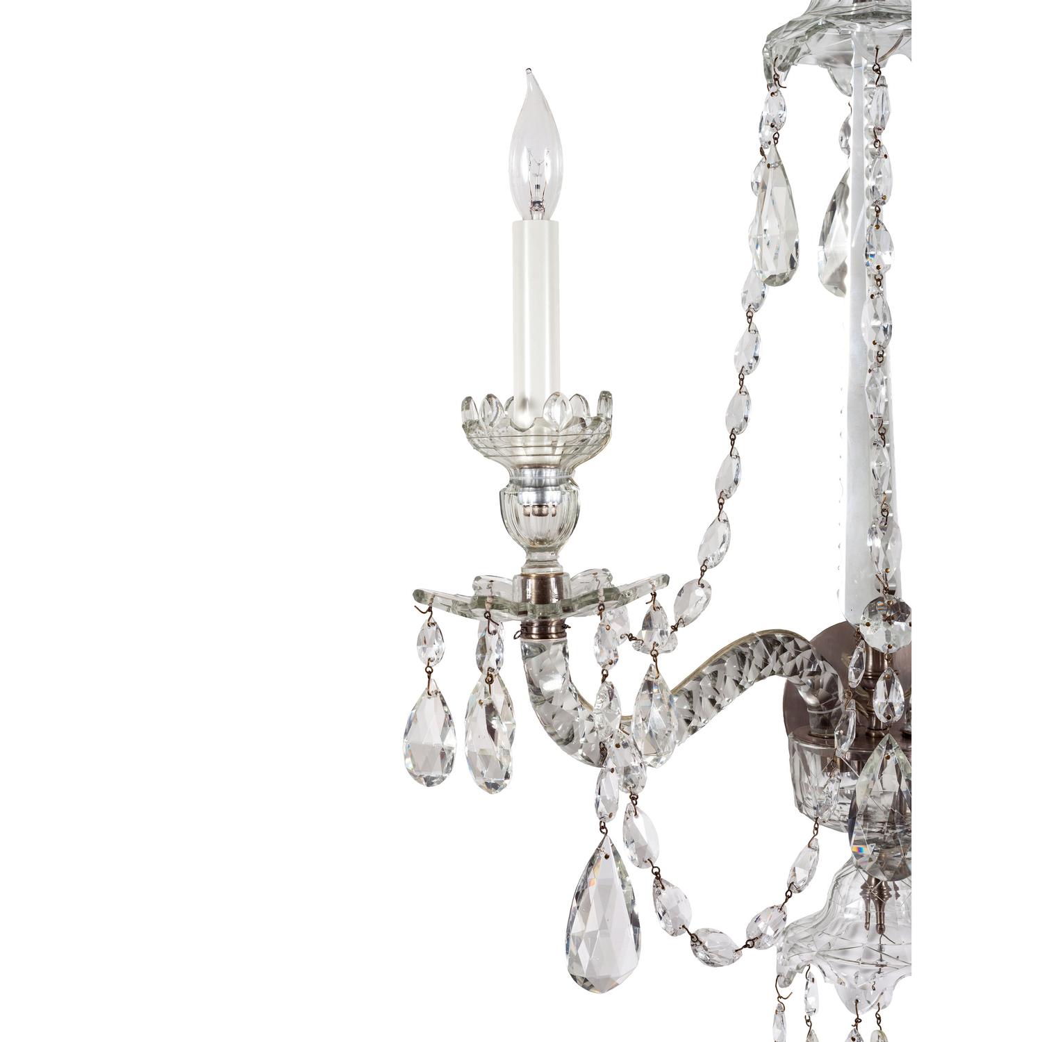 A Pair of Georgian Style Cut Glass Sconces