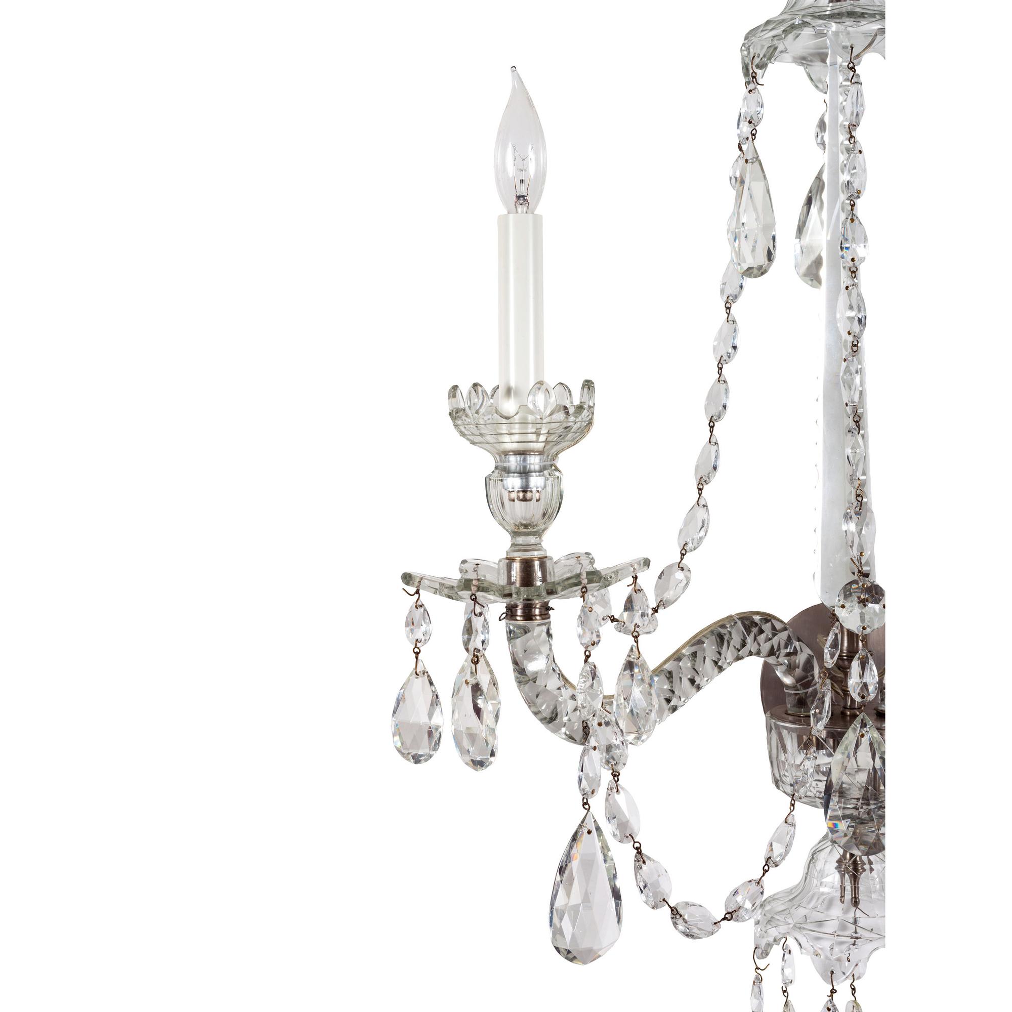 A Pair of Georgian Style Cut Glass Sconces