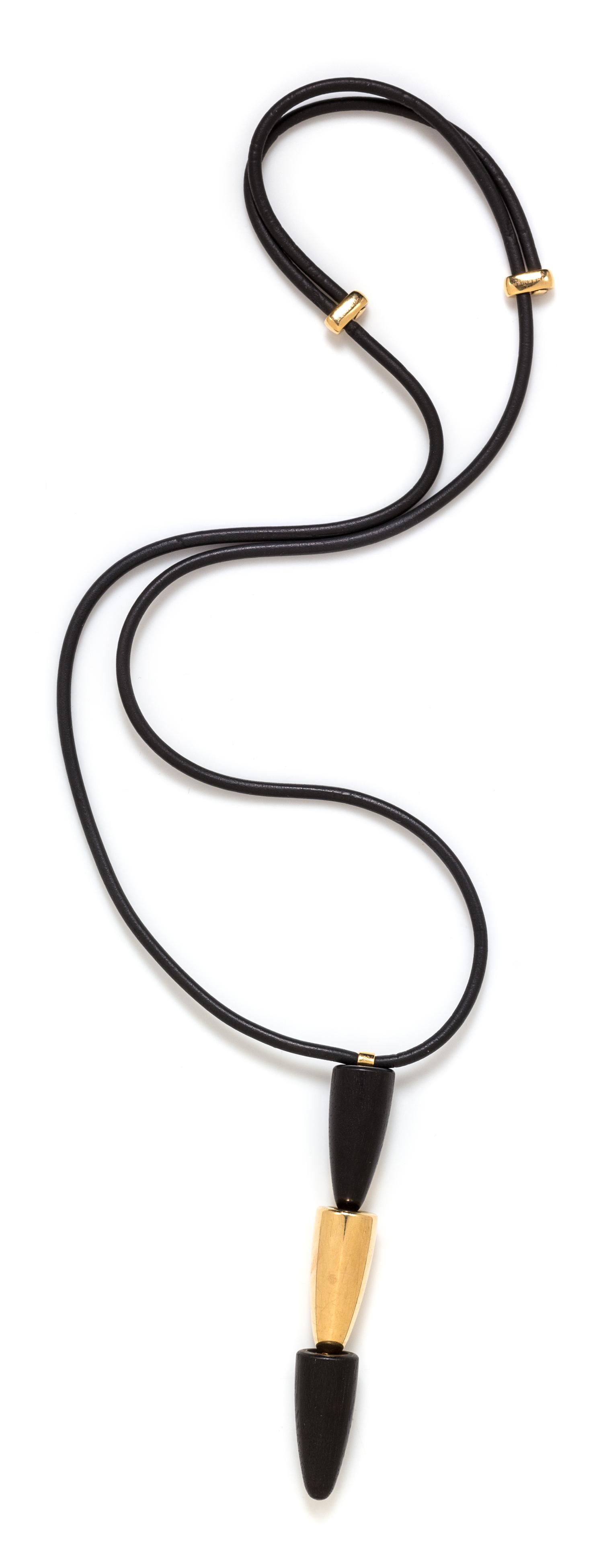 An 18 Karat Pink Gold, Ebony and Rubber 'Calla' Pendant Necklace, Vhernier, 20.50 dwts.