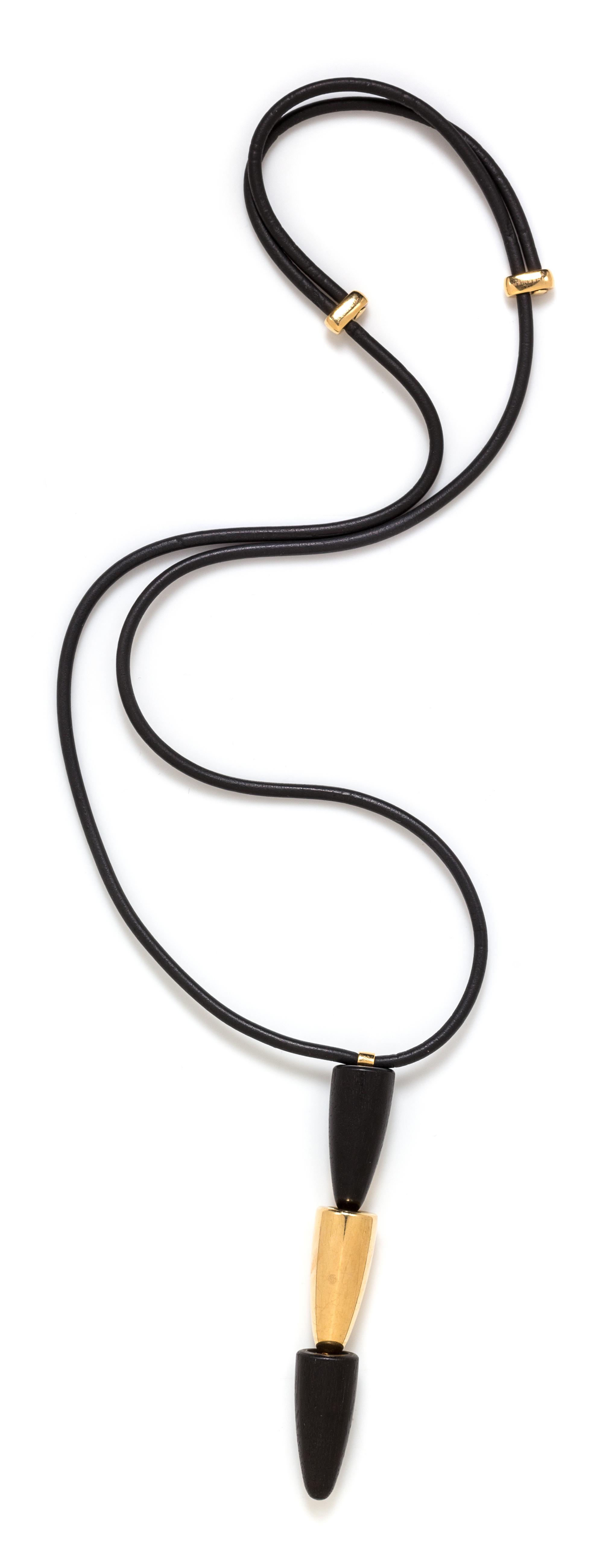 An 18 Karat Pink Gold, Ebony and Rubber 'Calla' Pendant Necklace, Vhernier, 20.50 dwts.