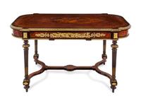 A Napoleon III Gilt Bronze Mounted Marquetry Parlor Table