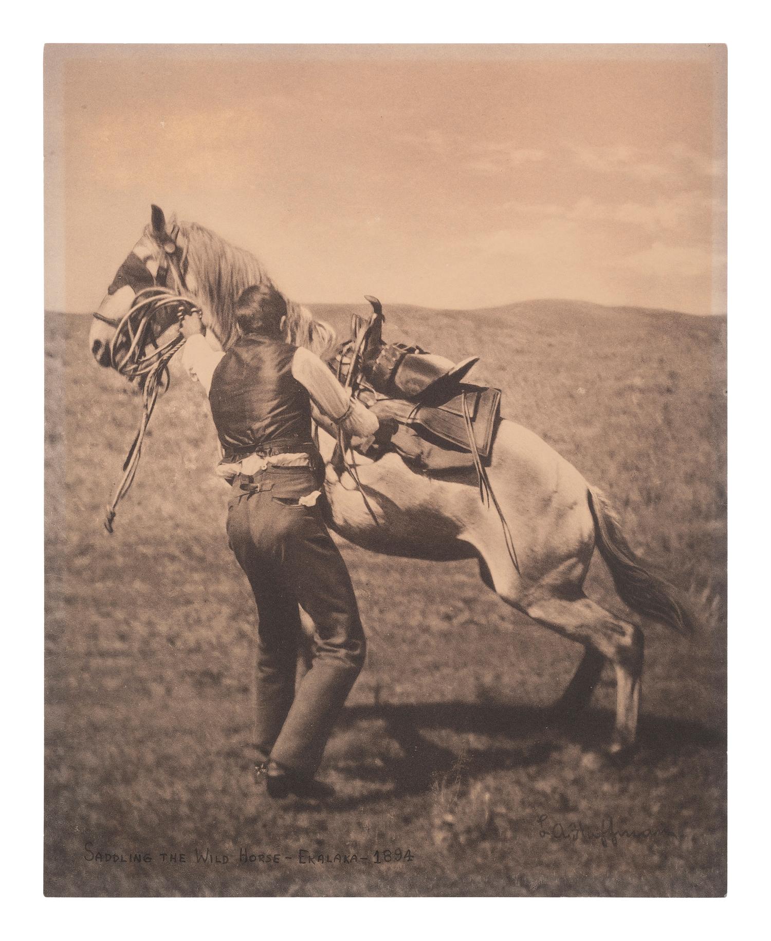 [WESTERN AMERICANA]. HUFFMAN, L.A. (1854-1931), photographer. A group of 3 collotypes featuring cowboys.