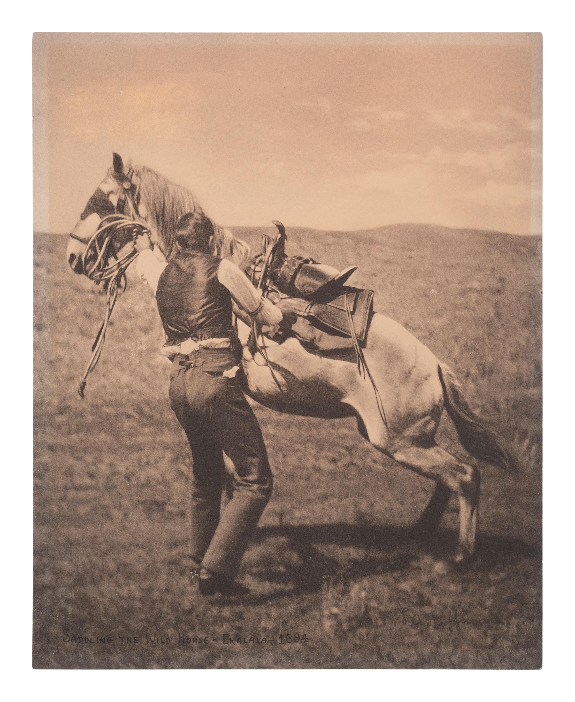 [WESTERN AMERICANA]. HUFFMAN, L.A. (1854-1931), photographer. A group of 3 collotypes featuring cowboys.