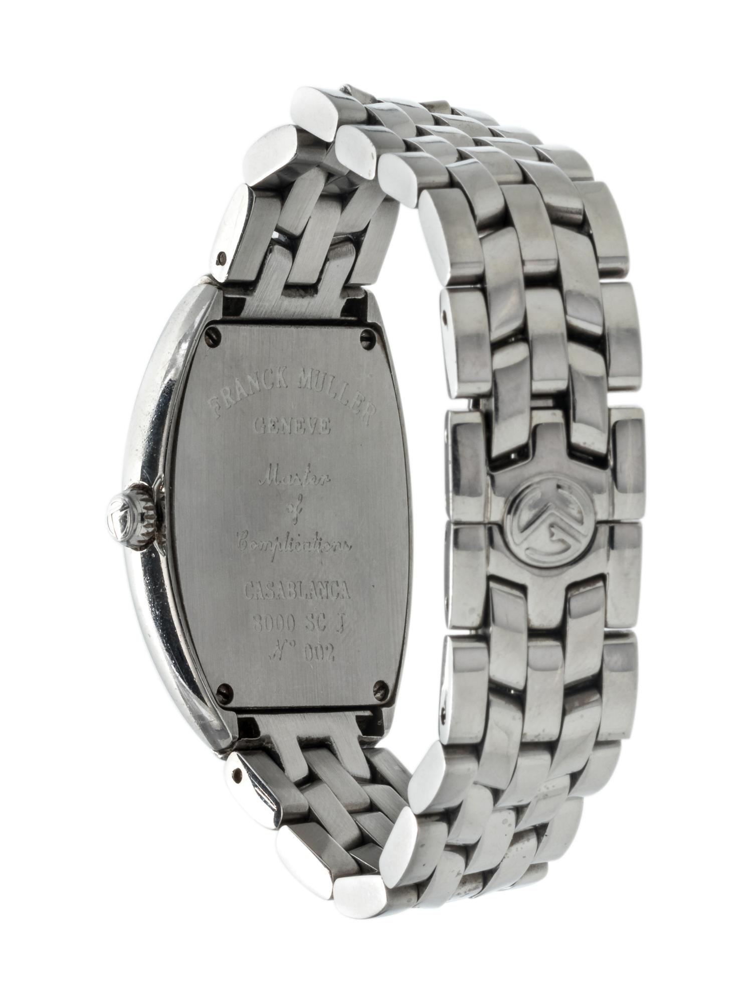 FRANCK MULLER, STAINLESS STEEL REF. 8000 SC J 'CINTREE CURVEX' WRISTWATCH