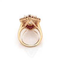 OSCAR HEYMAN, YELLOW GOLD, DIAMOND, AND RUBY RING