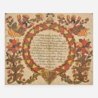 The Blowsy Angel Artist A Fraktur birth and baptism record for Elizabeth Hoff, dated "1785-1786"