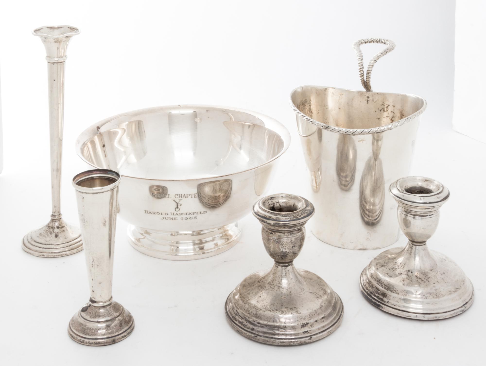 An Italian Silver Bottle Holder Height 6 1/2 inches.