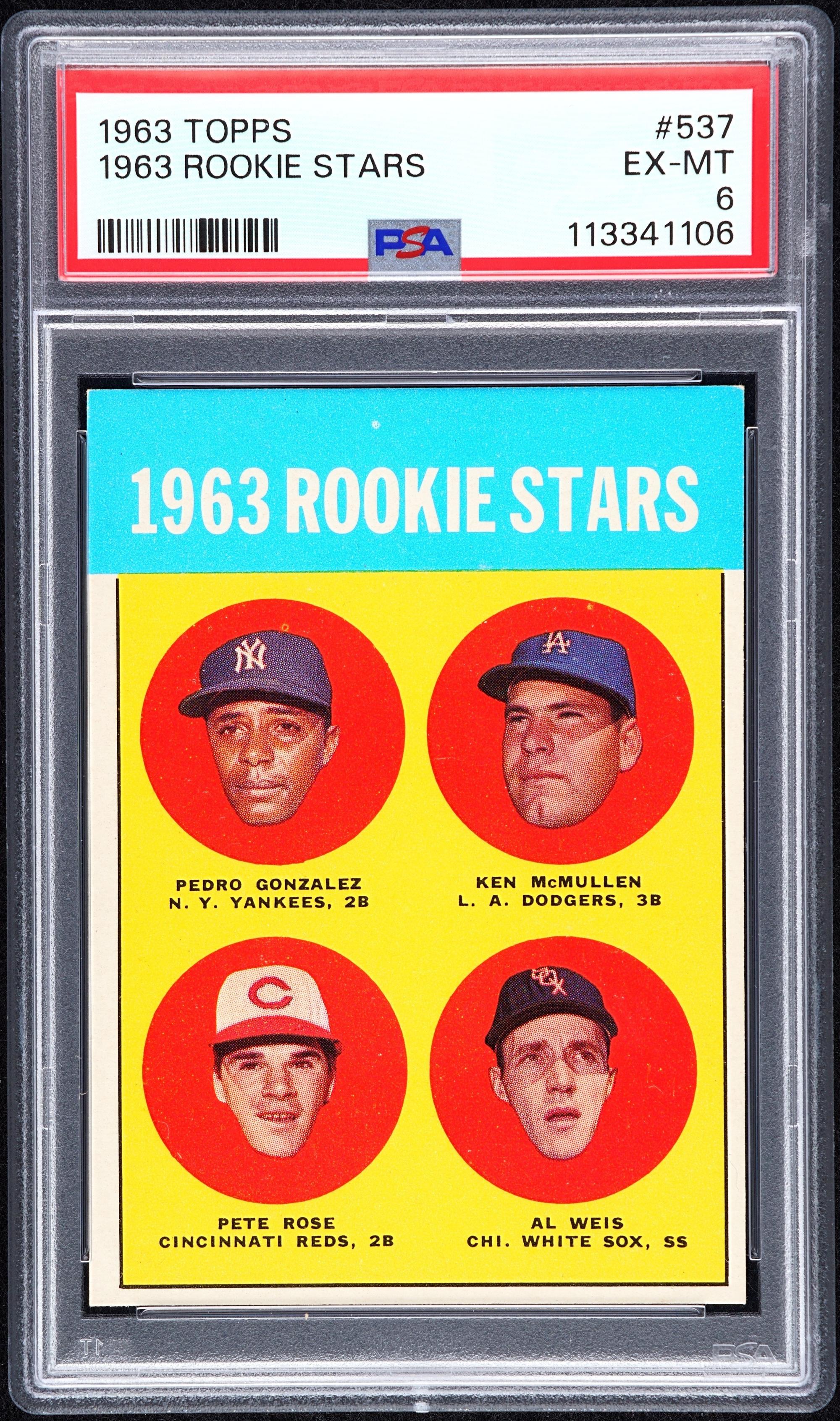 A 1963 Topps Pete Rose Rookie Card No. 537 (PSA 6 EX-MT)