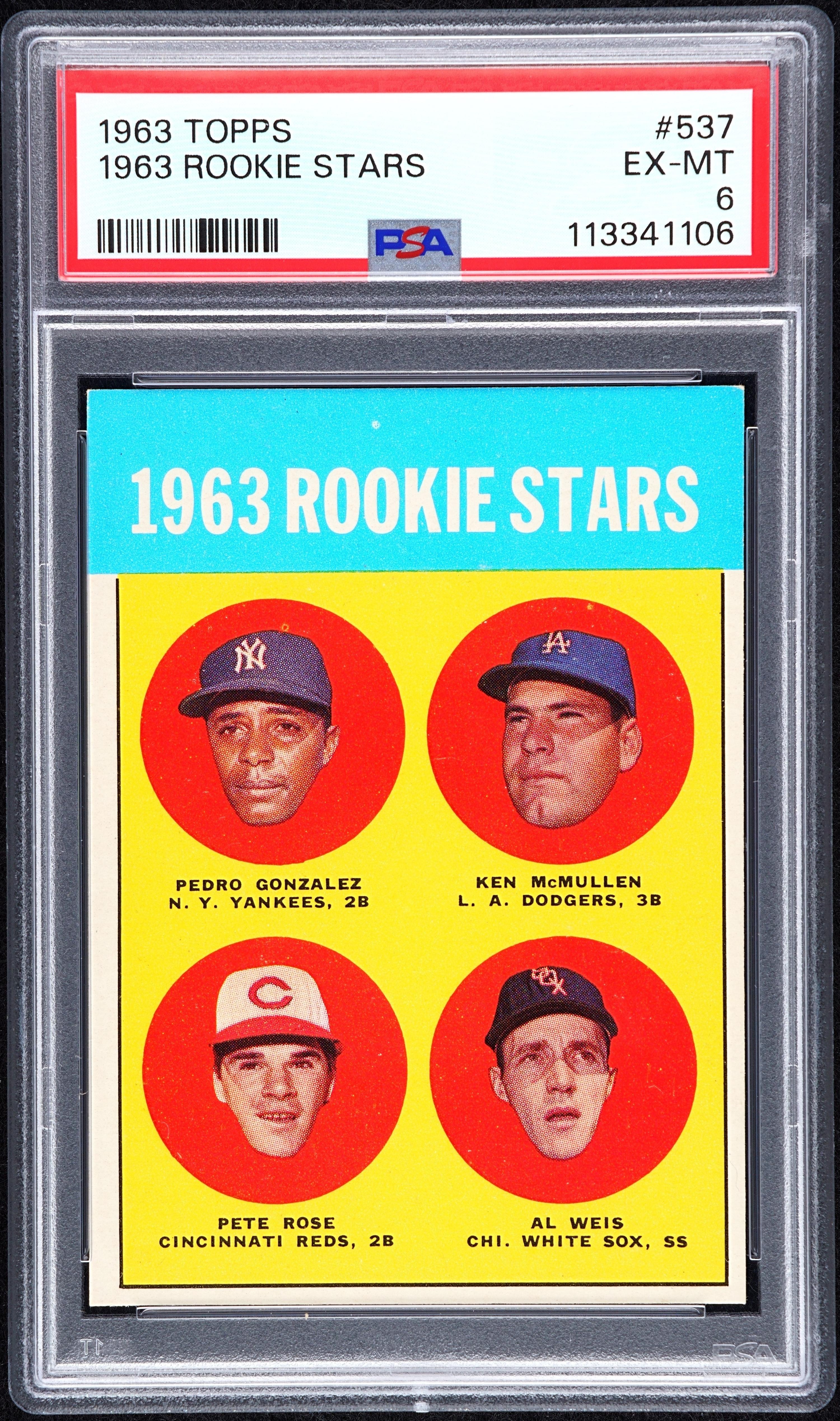 A 1963 Topps Pete Rose Rookie Card No. 537 (PSA 6 EX-MT)
