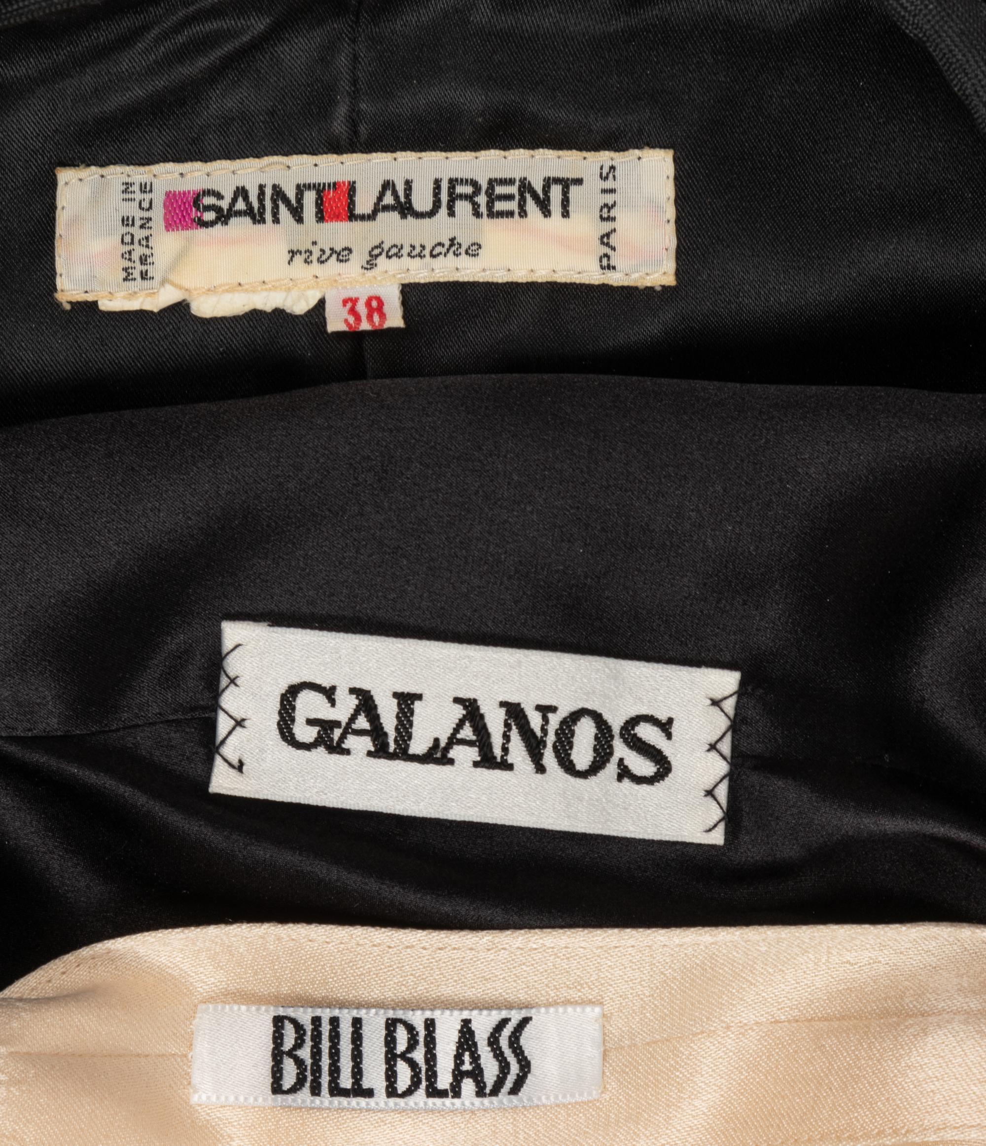 Three Designer Wrap Dresses: Two Galanos, One Yves Saint Laurent, 1980s