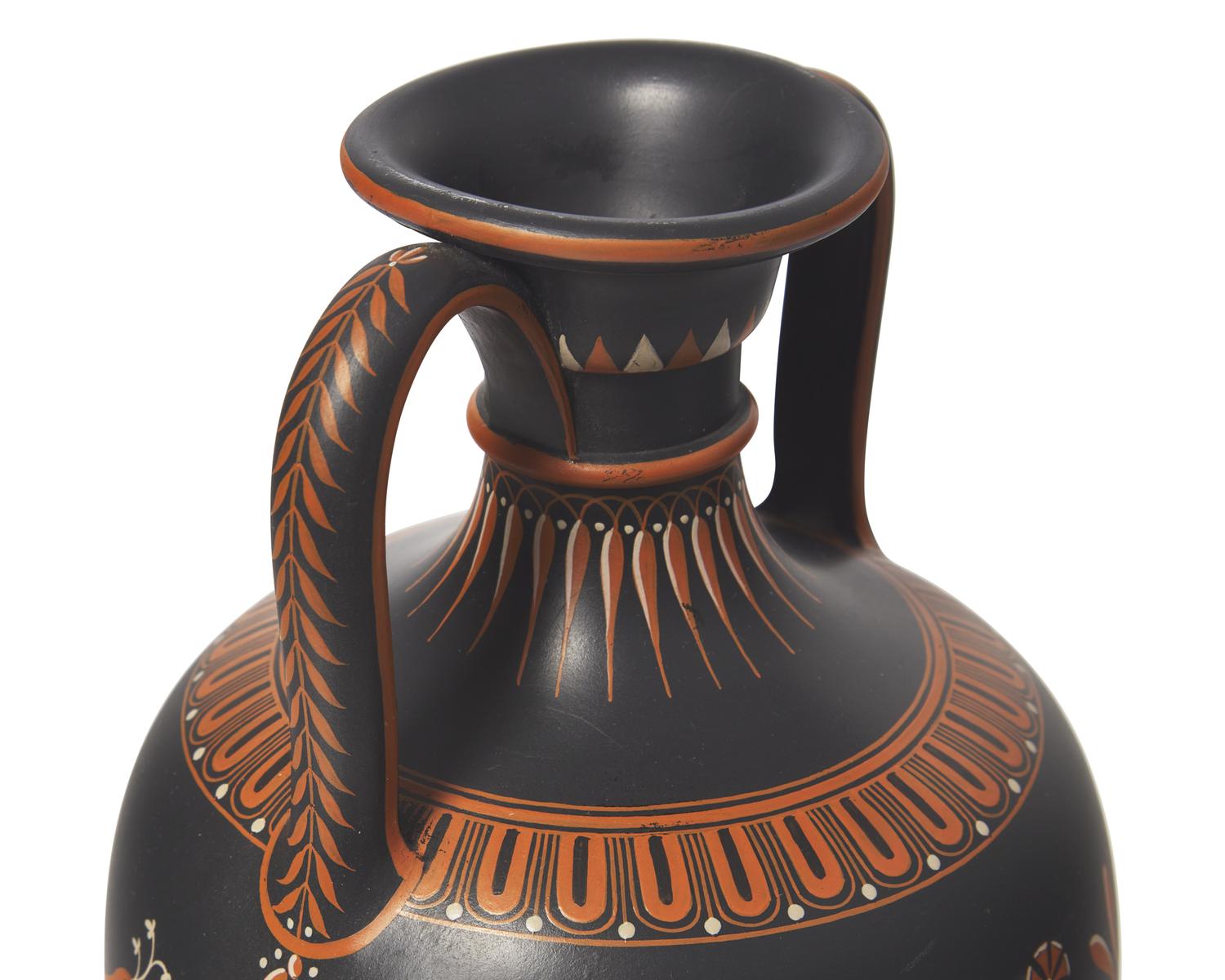 A Wedgwood Encaustic Decorated Black Basalt Vase