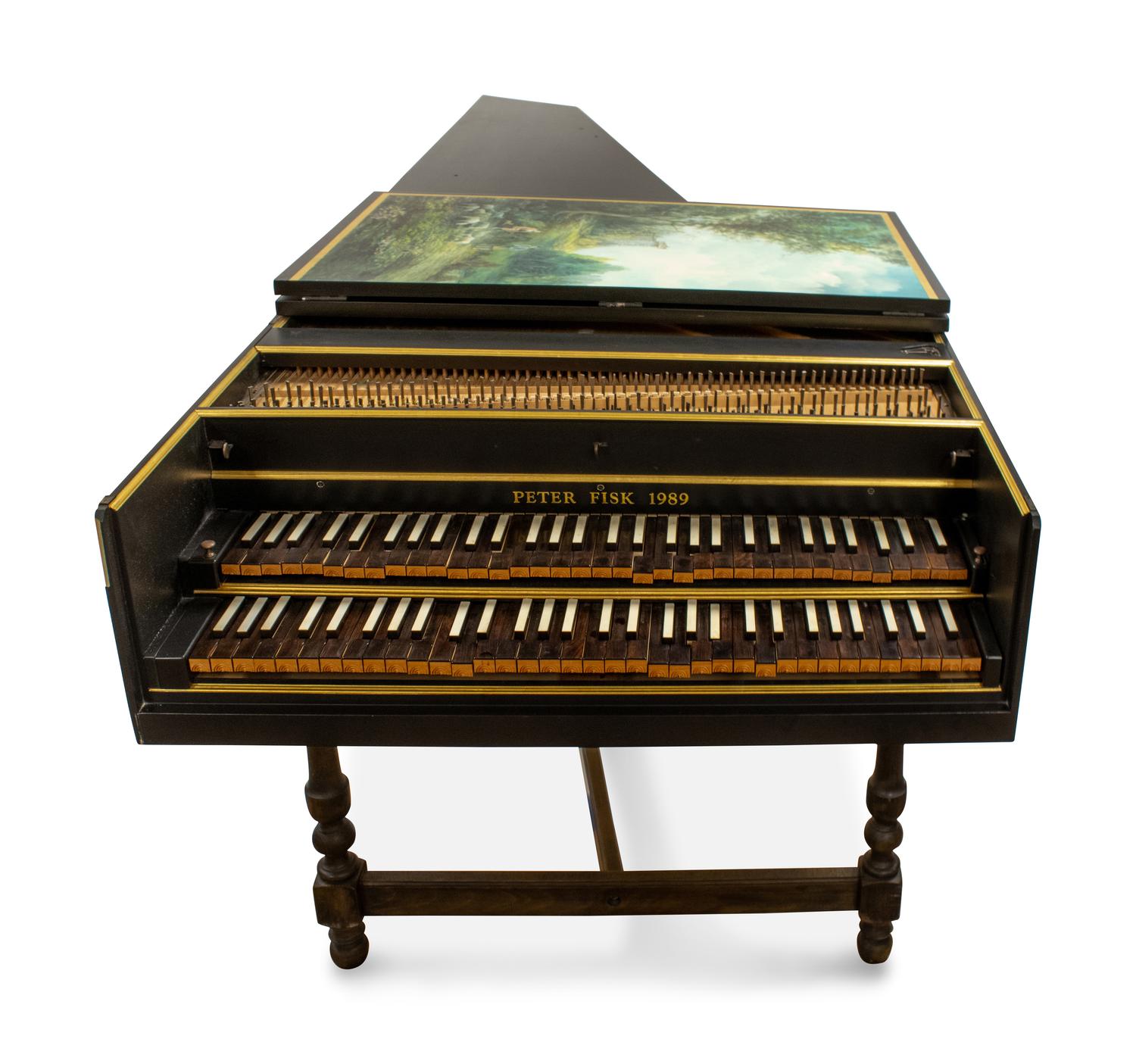 A Modern Black and Gilt Painted Double Manual Harpsichord — By Peter Fisk, 1989