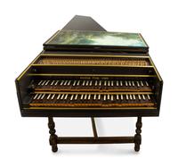 A Modern Black and Gilt Painted Double Manual Harpsichord — By Peter Fisk, 1989