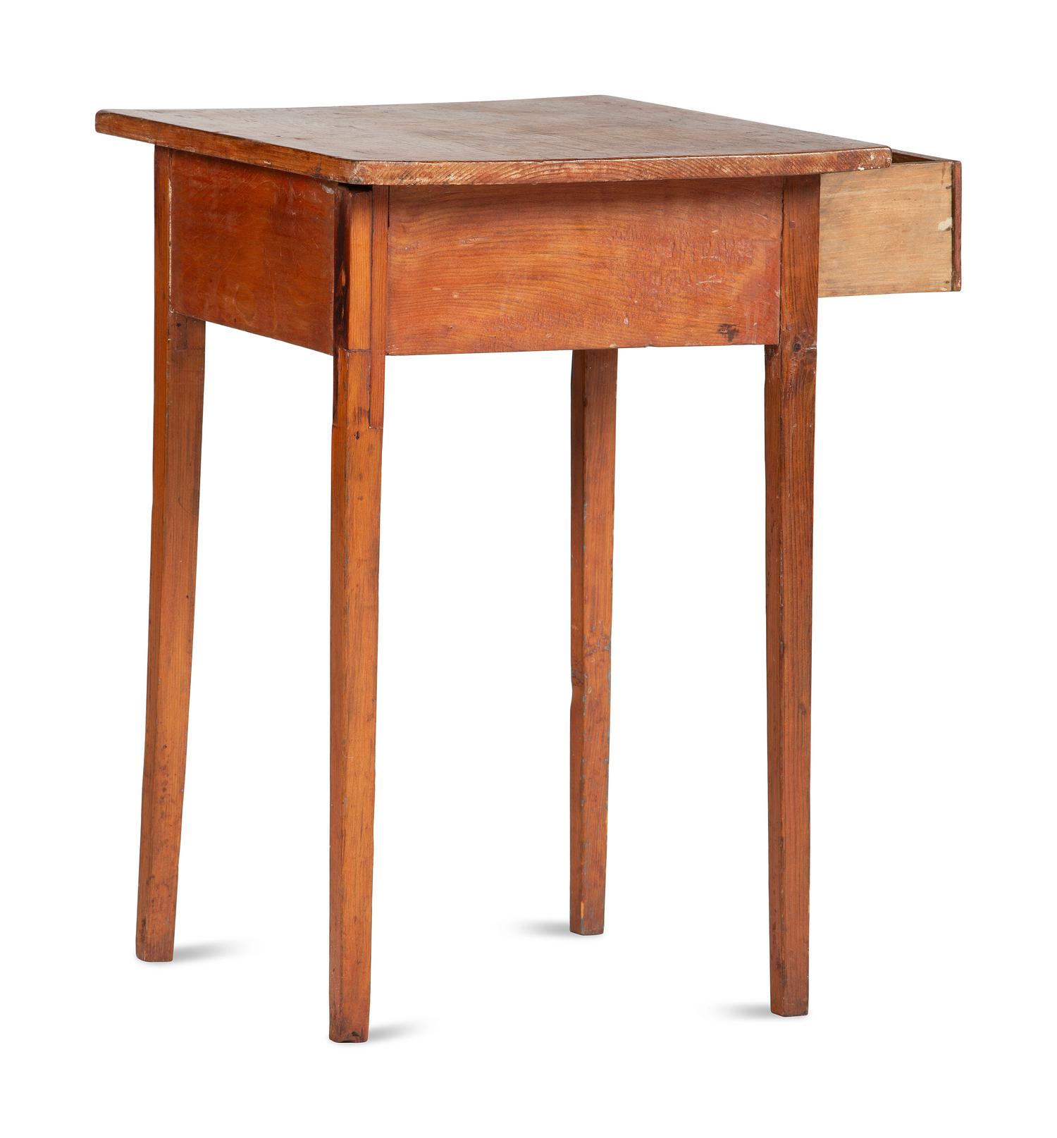 A Country Federal Red-Wash Pine One-Drawer Work Table