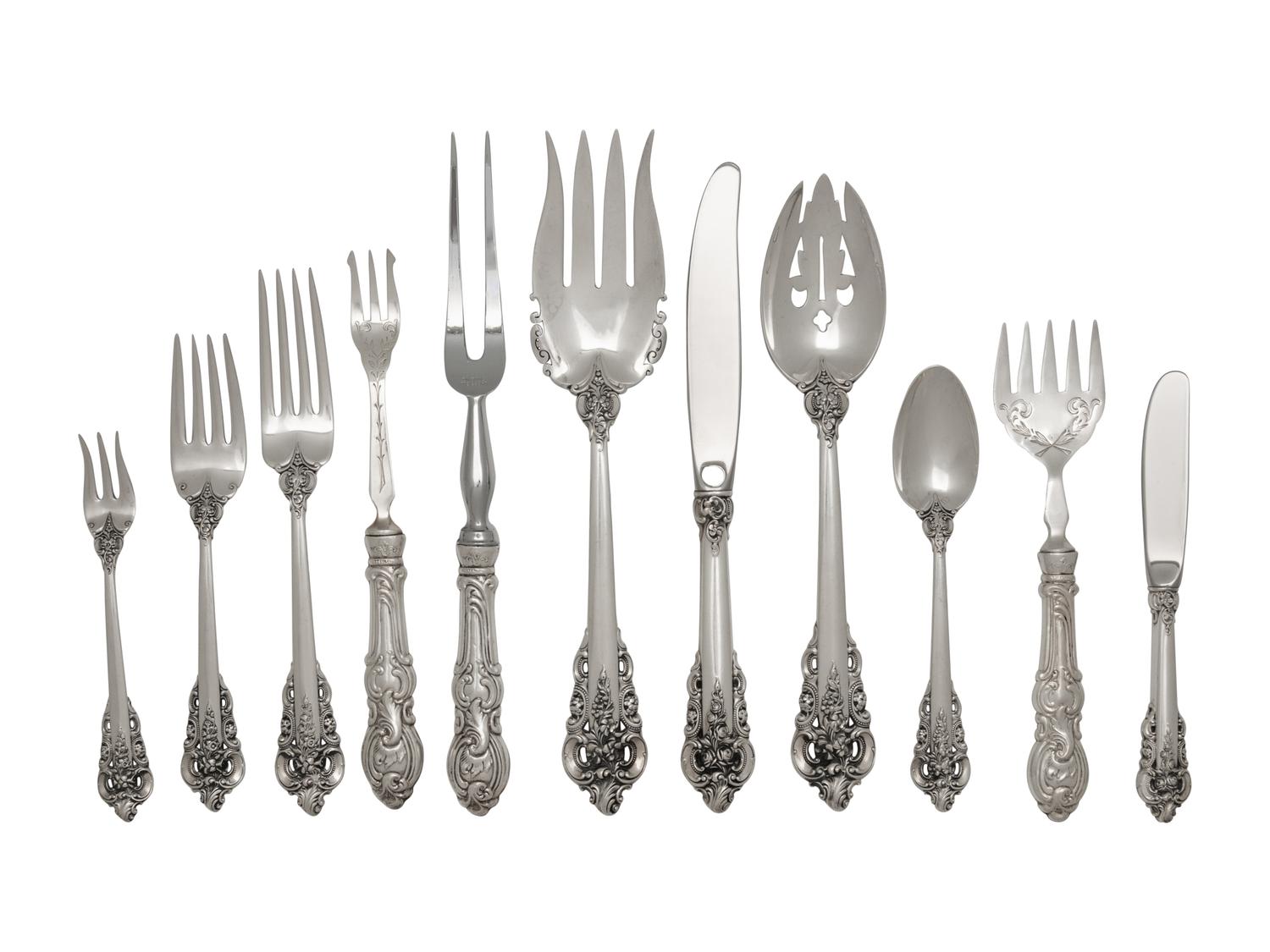 A Wallace Grand Baroque Silver Flatware Service