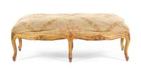A Louis XV Style Giltwood Bench Height 17 1/2 x width 48 x depth 22 1/2 inches. — 19TH CENTURY