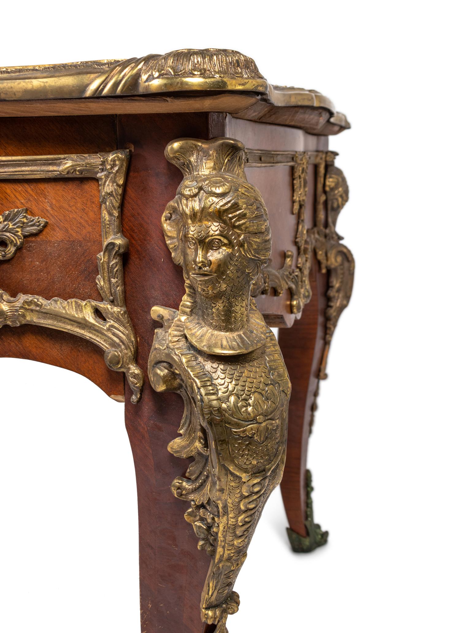 A Louis XV Style Bronze-Mounted Kingwood Bureau Plat
