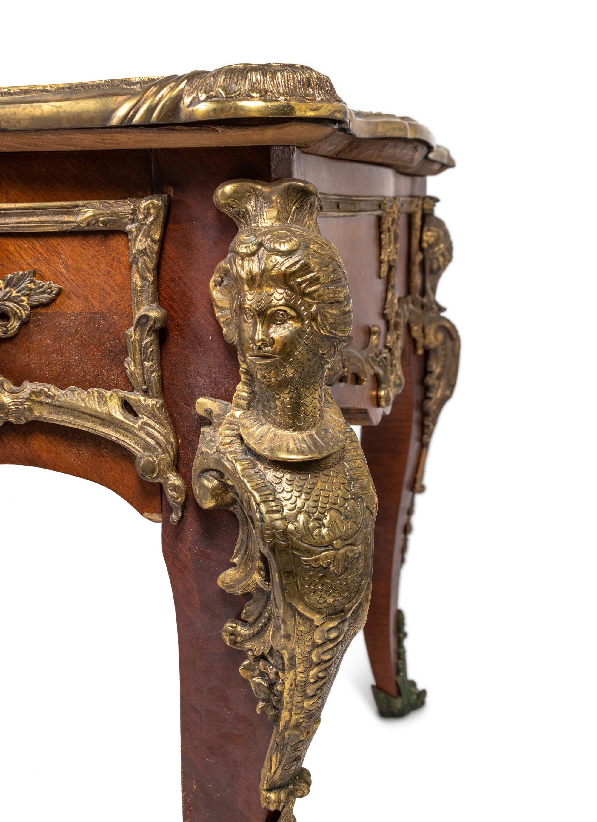 A Louis XV Style Bronze-Mounted Kingwood Bureau Plat