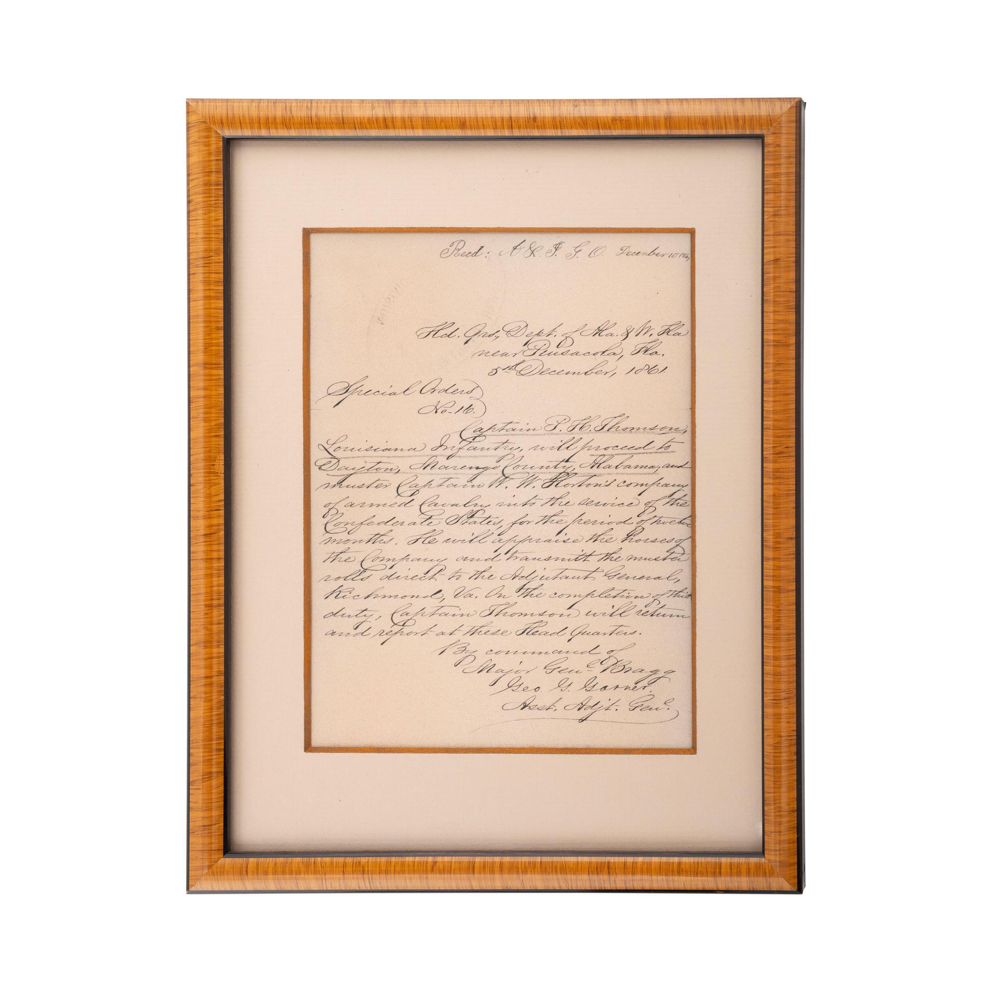 Published Ames Model 1851 General Officers' Sword Inscribed from Confederate Col. WW Horton to Capt. PH Thomas