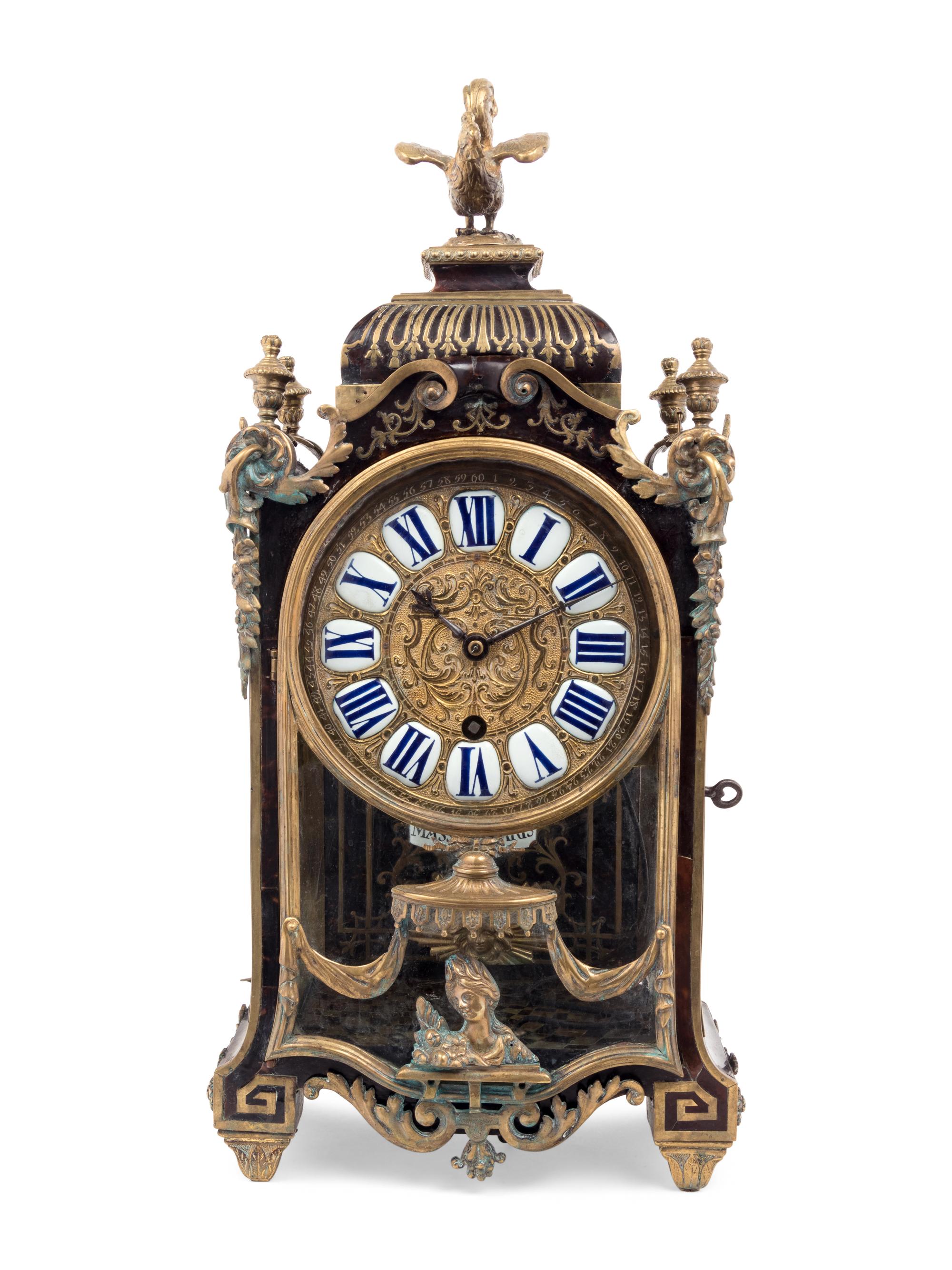 A Napoleon III Gilt Bronze Mounted Tortoise Shell and Boulle Marquetry Bracket Clock