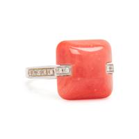 WHITE GOLD, CORAL AND DIAMOND SET