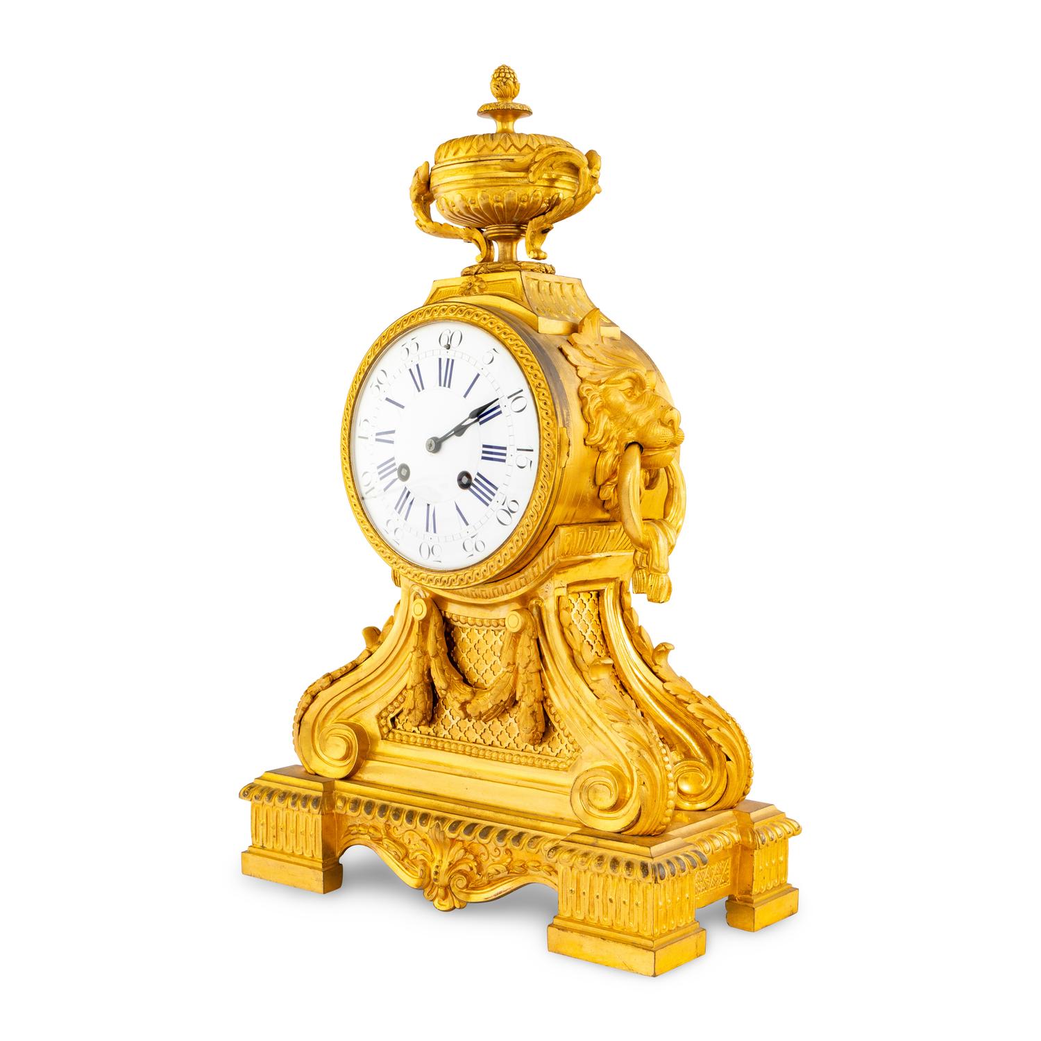 A French Neoclassical Gilt Bronze Mantel Clock