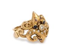 LALAOUNIS, YELLOW GOLD, DIAMOND AND GEMSTONE RING