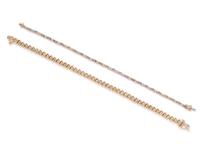 A Collection of 14 Karat Yellow Gold and Diamond Bracelets,