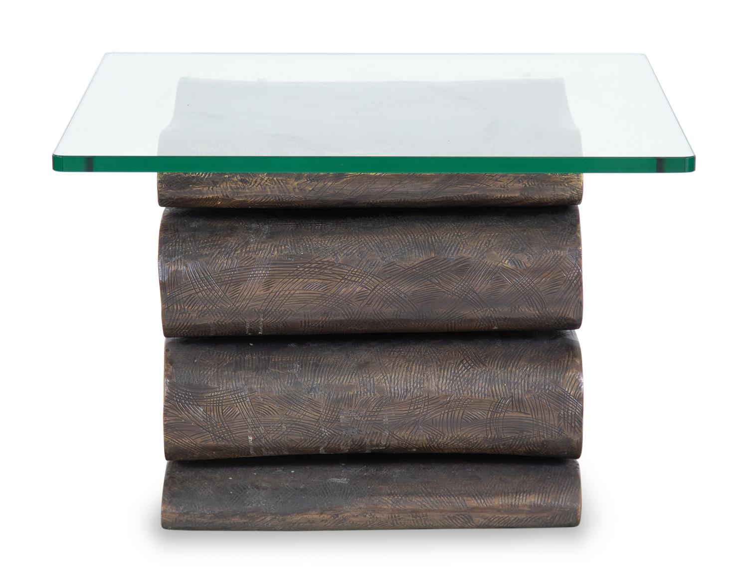 A Gilt Bronze and Glass Low Table After a Frank Gehry Design